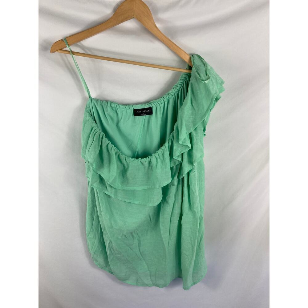Lane Bryant One Shoulder Ruffle Blouse Green Size 20